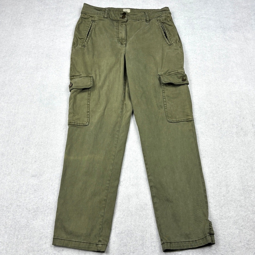 Joie Womens 6 Olive Green Cargo Pants Tencel Cotton Utility Snap Cinch Ankle